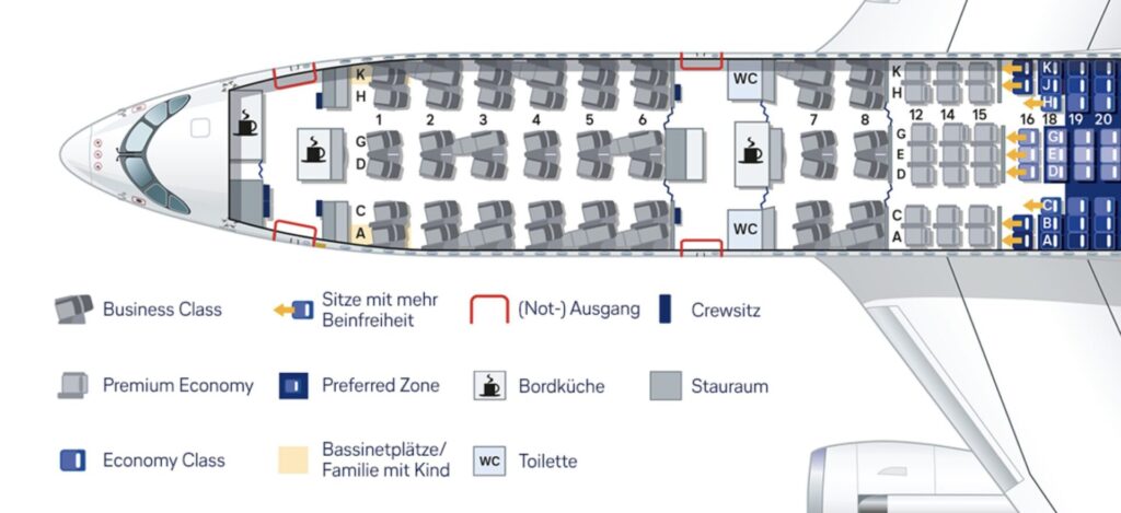 ルフトハンザLH742/A350-900のビジネスクラス座席図